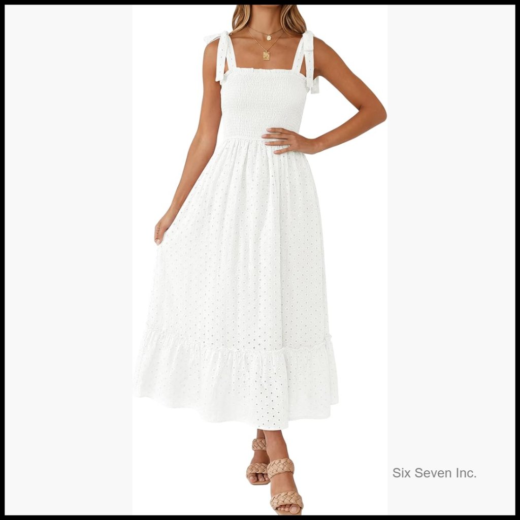 Rayon Maxi Dress Spaghetti Strap Square Neck Flowy Ruffle Beach